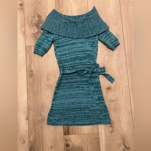 Mudd Jr. - Teal Sweater Dress with Cowl Neck - Small